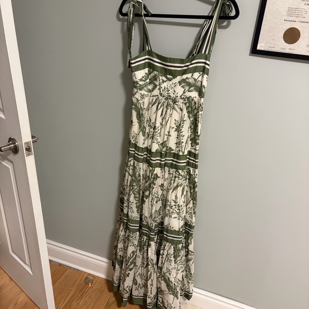 Zimmermann Olive and Cream Maxi Dress